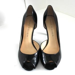Marc Fisher Vegan Patent Leather Peep Toe Pumps